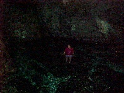 This is a picture of me in a cave in Guam.
