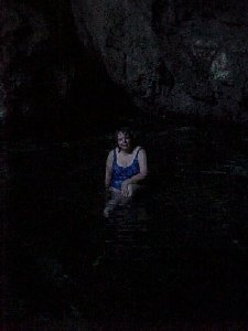 This is a picture of me swimming in a cave in Guam.