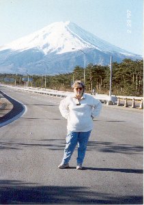 This is a picture of me and Mount Fuji.